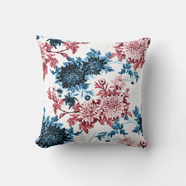 Coussin Aquarelle florale sans couture motif sur fond blan (Recto)