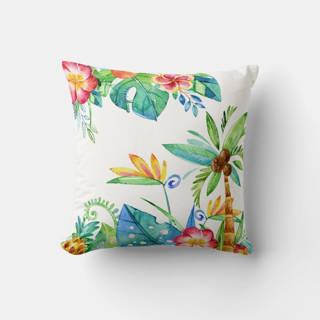 Coussin Aquarelle florale tropicale (Recto)