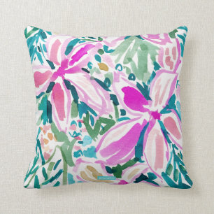 Coussin Aquarelle florale tropicale de PARADIS de PLUMERIA