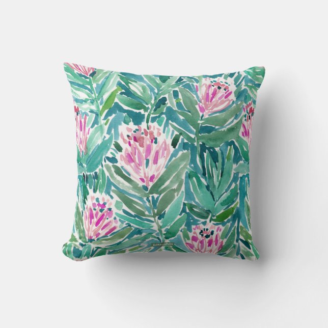 Coussin Aquarelle florale tropicale de PARADIS de PROTEA (Recto)