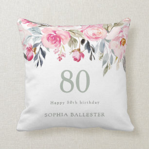 Coussin Aquarelle floue magnifique 80e anniversaire