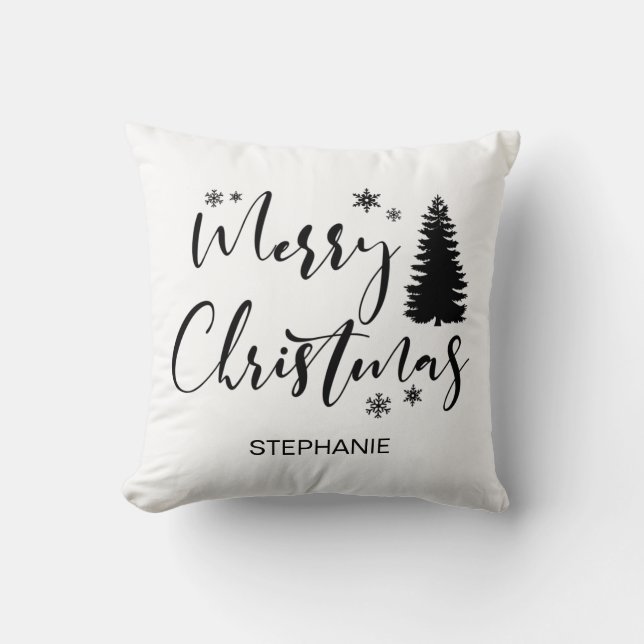 Coussin Aquarelle Forêt de sapins rustiques Pi d'hiver (Recto)