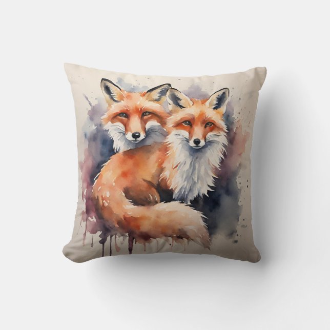 Coussin Aquarelle Fox Duo (Recto)