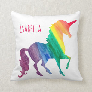 Coussin Aquarelle fraîche personnalisée de licorne