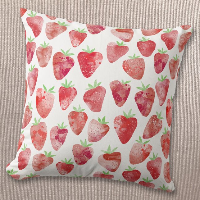 Coussin Aquarelle fraise (Créateur téléchargé)