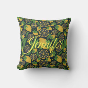 Coussin Aquarelle Fruit bleu citron Personnalisé