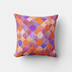 Coussin Aquarelle géométrique, écailles de poissons arabes