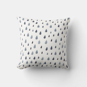 Coussin Aquarelle gouttes de pluie, indigo motif sans soud