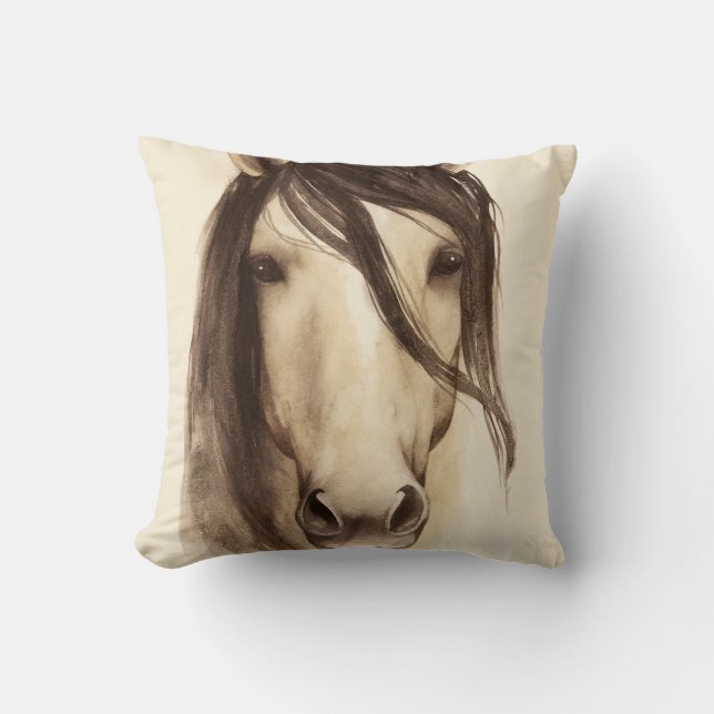 Coussin Aquarelle Grange Animaux | Cheval (Recto)