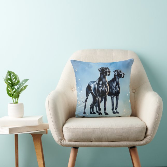Coussin Aquarelle Great Danes (Chaise)