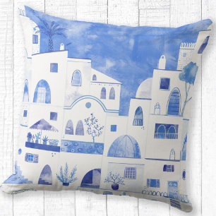 Coussin Aquarelle grecque de Santorin