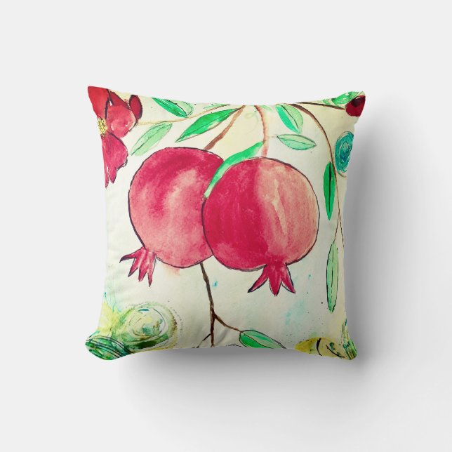 Coussin Aquarelle Grenade rouge Fruits Nourriture de jardi (Recto)