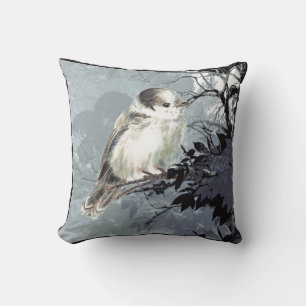 Coussin Aquarelle Gris Gris Jay Jay Oiseau Nature Art