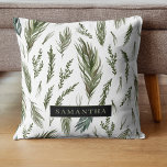 Coussin Aquarelle Hiver Vert Motif sans couture<br><div class="desc">Aquarelle Hiver Vert Motif sans couture</div>