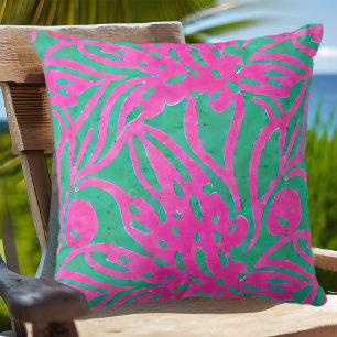 Coussin Aquarelle Hot rose Aqua Oversize Damask Inspiré