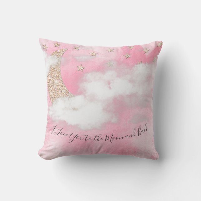 Coussin Aquarelle I Love You to the Moon and Back Quote (Recto)