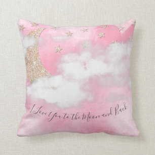 Coussin Aquarelle I Love You to the Moon and Back Quote