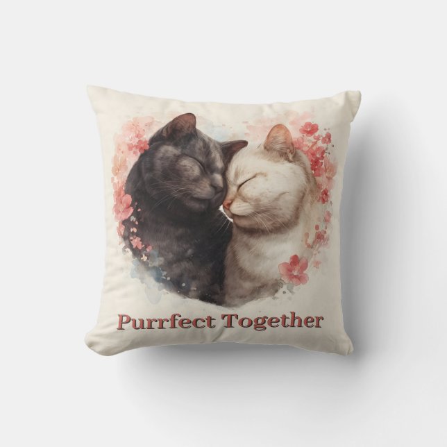 Coussin Aquarelle Illustration de deux chats étourdissant (Recto)