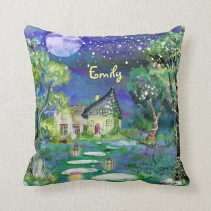 Coussin Aquarelle Imaginaire Woods Fairy Light Magic Cotta