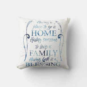 Coussin Aquarelle Inspirational Citation sur la maison - F