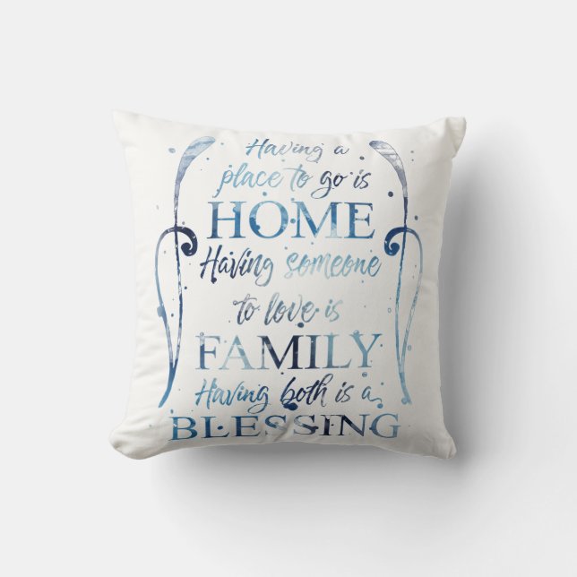 Coussin Aquarelle Inspirational Citation sur la maison - F (Recto)
