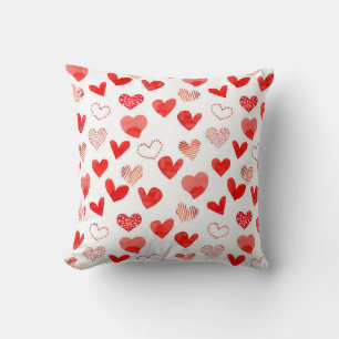 Coussin Aquarelle isolée illustrée rouge coeur d'amour pa