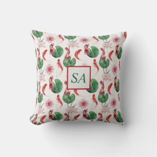 Coussin Aquarelle japonaise Koi Fish Lotus