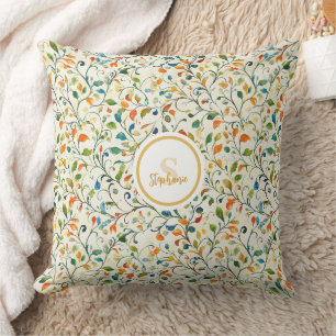 Coussin Aquarelle Jardin Européen Vert Orange
