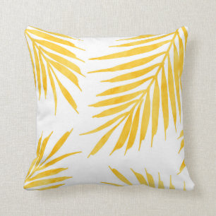 Coussin Aquarelle jaune doré Palm Frances