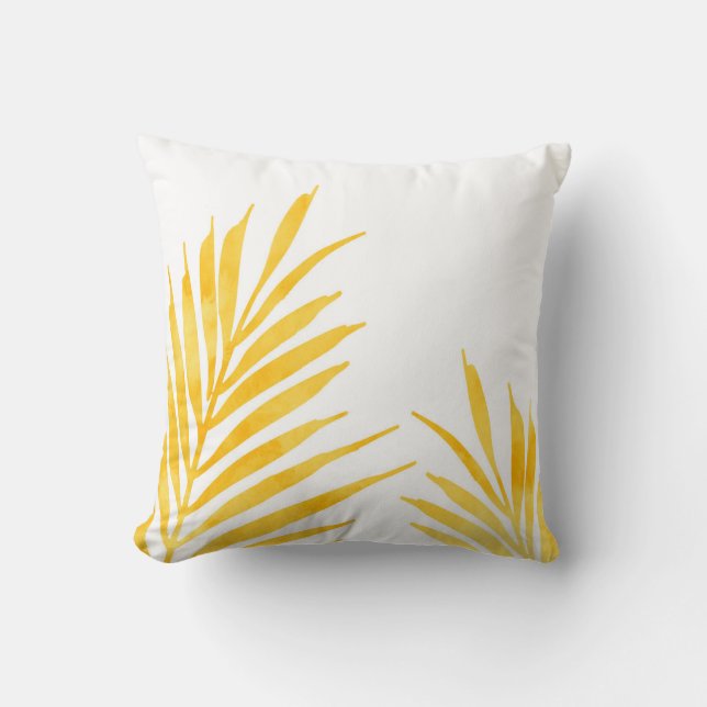 Coussin Aquarelle jaune doré Palm Frances 2 (Recto)