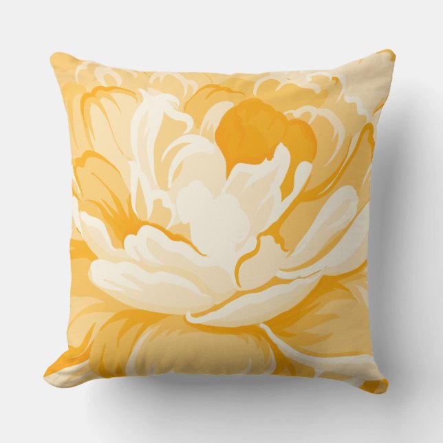 Coussin Aquarelle jaune pastel moderne Closeuse aux fleurs (Recto)