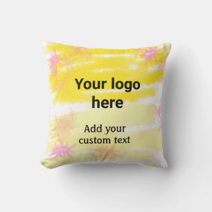 Coussin Aquarelle jaune simple ajoutez votre logo texte pe