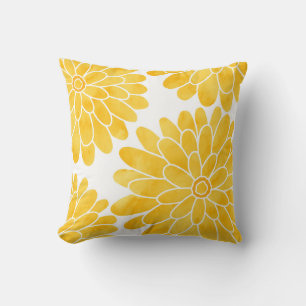 Coussin Aquarelle jaune Zinnias