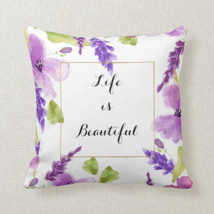 Coussin Aquarelle jolie violette Florale