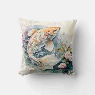 Coussin Aquarelle Koi Fish Art
