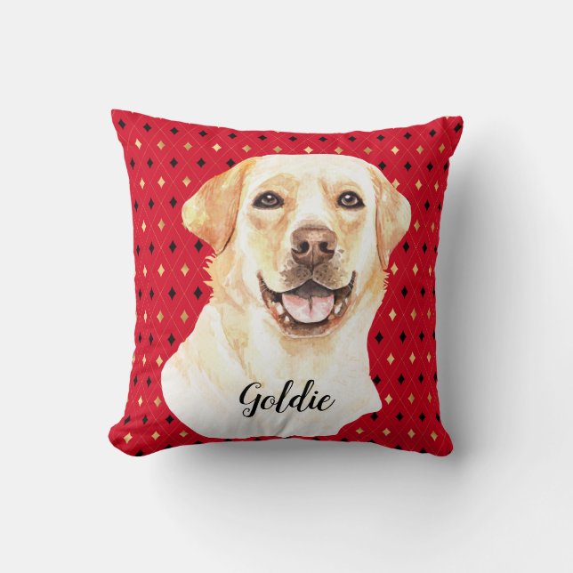 Coussin Aquarelle Labrador Retriever Chien Personnalisé (Recto)
