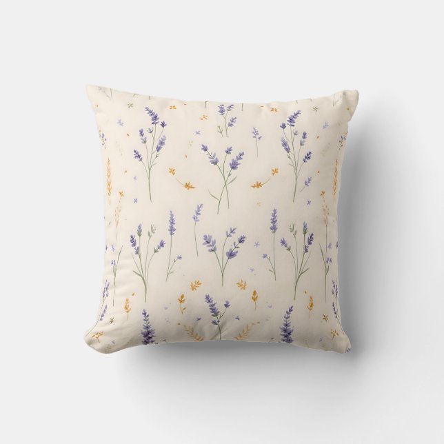Coussin Aquarelle Lavender Field Motif floral (Recto)