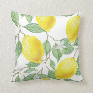 Coussin Aquarelle Lemon Tree Et Motif Feuille