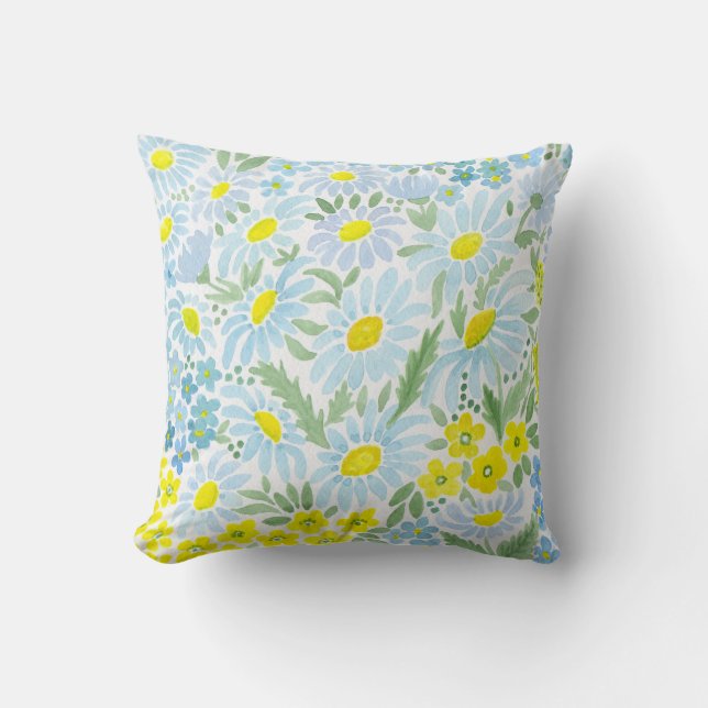 Coussin Aquarelle. Les fleurs du champ. Chamomille (Recto)
