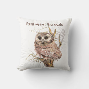 Coussin Aquarelle Les vrais Hommes Comme Les Chouettes Cit