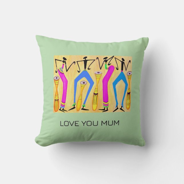 Coussin Aquarelle, l'incroyable danse de maman (Recto)