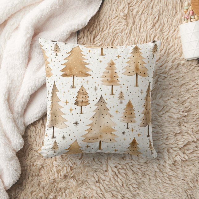 Coussin Aquarelle lunaire Arbres de Noël (Couverture)