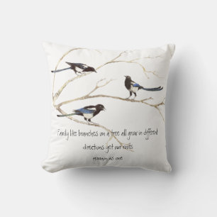 Coussin Aquarelle Magpie Famille Citation Animal Nature