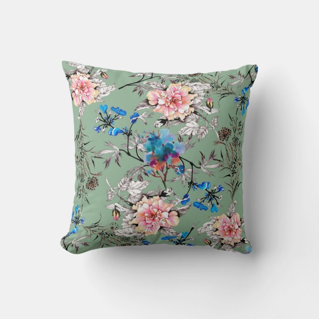 Coussin Aquarelle main dessinée sans couture motif avec be (Recto)