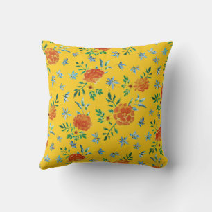 Coussin Aquarelle Marigold Fleurs de Borage Or Jaune