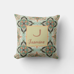 Coussin Aquarelle Marocaine Carrelage Floral Personnalisé