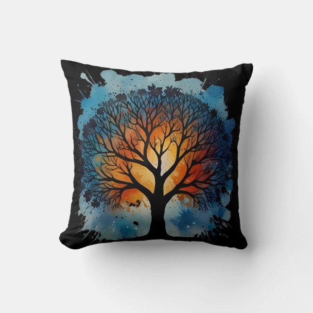 Coussin Aquarelle mignonne Arbre de vie (Recto)