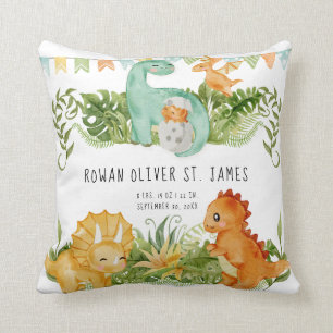 Coussin Aquarelle mignonne Dinosaur Baby Nursery Statistiq