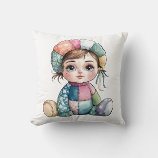 Coussin Aquarelle mignonne Patchwork bébé Femme de neige