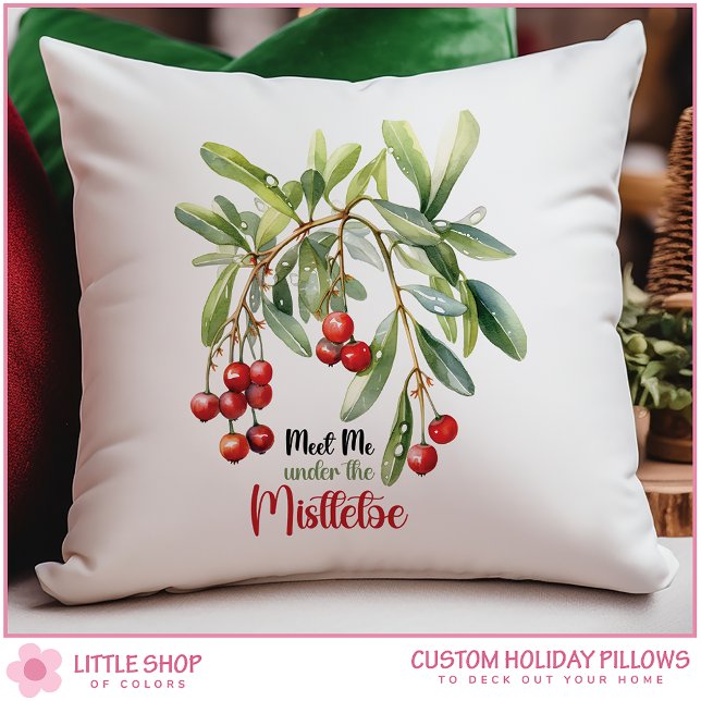 Coussin Aquarelle Mistletoe Noël (Créateur téléchargé)